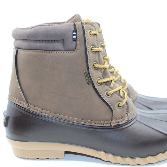 Nautica NWOT Men Rubber Boots SZ 11M Brown Padded Fleece Lined Lace Up Winter - Picture 2 of 11